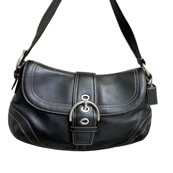 Coach vintage y2k f10910 black leather large soho hobo bag - Picture 1 of 13